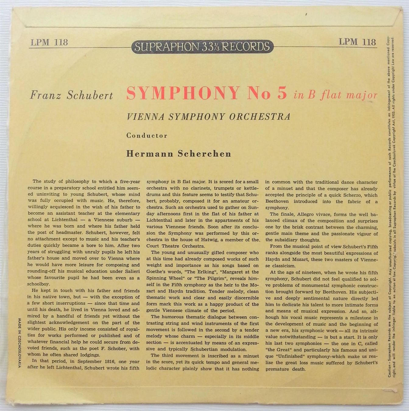 Schallplatten: LP Vinyl: Franz Schubert, um 1955 – Gebraucht aus Oberriet SG von ganesh435 1