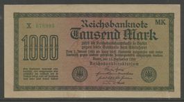 DEUTSCHES REICH - 1000 REICHSBANKNOTE 1922 - UNZIRKULIERT