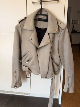 Zara Basic Jacke Wildlederoptik beige Grösse XS