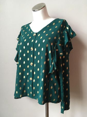 Chemise verte à pois dorés - taille S