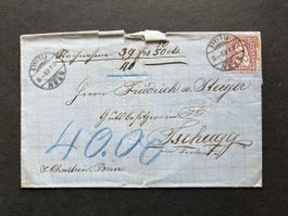 1869 Sitzende Helvetia Nr. 43 sur Lettre Cat. 275.-
