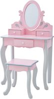 Kinder Schminktisch mit Spiegel & Hocker rosa