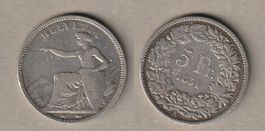Grosser Fünfliber 1851 sitzende Helvetia