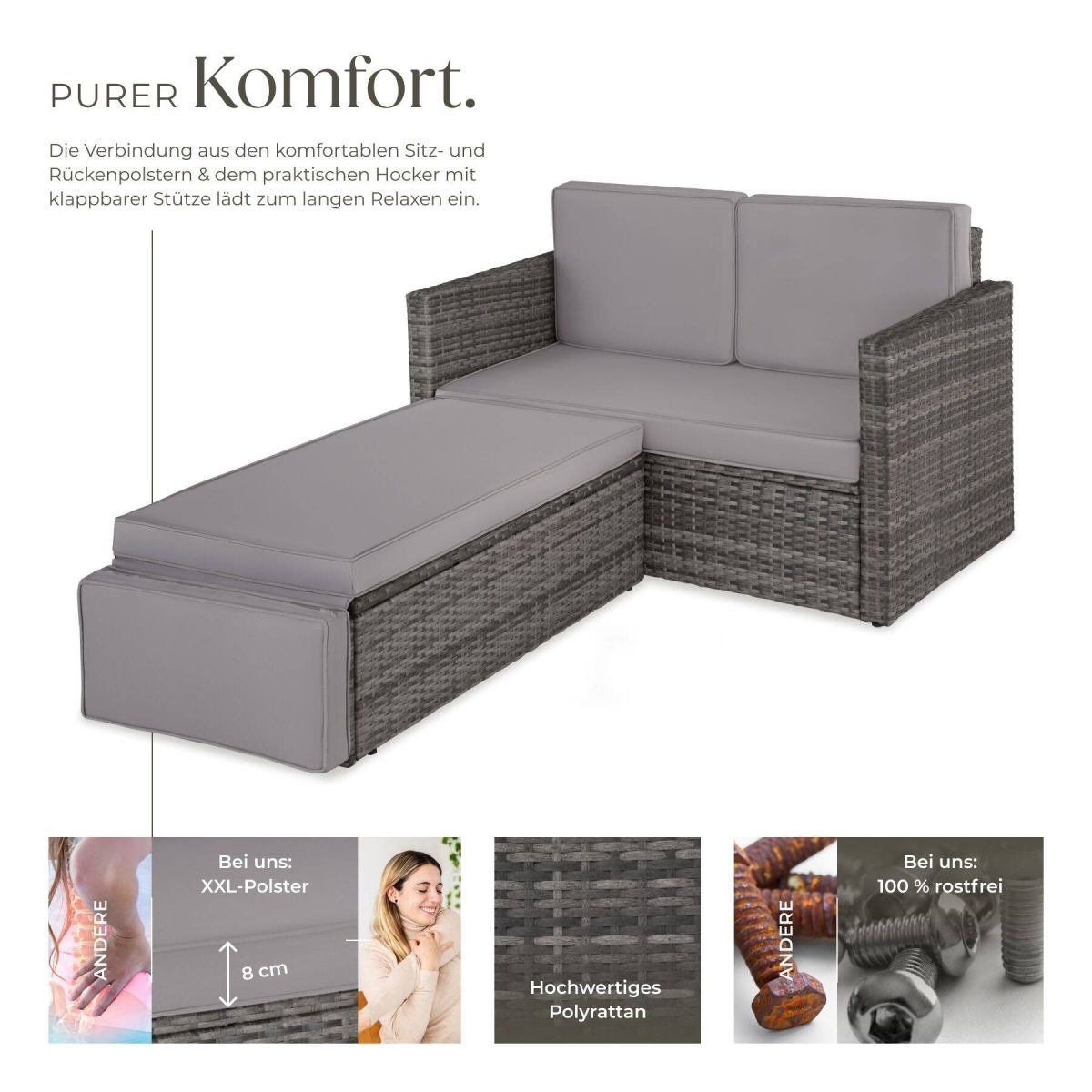 Sofas: Rattan Lounge Sofa 2-Sitzer mit Hocker BELTORA – Neuf avec emballage d'origine à Lachen SZ par sw3zzy 1