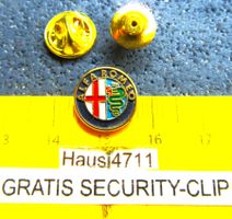 ALFA ROMEO AUTO LOGO PIN GEPRÄGT GOLDIG KLEIN m.SECURITYCLIP