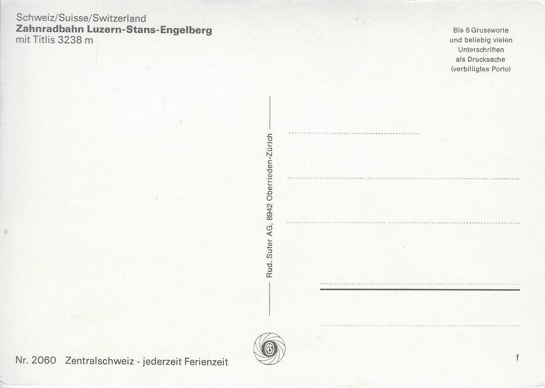 Cartoline postali: Zahnradbahn Luzern-Stans-Engelberg mit Titlis – Nuovo (secondo la descrizione) da Rothrist venduto da Stranglehold 1