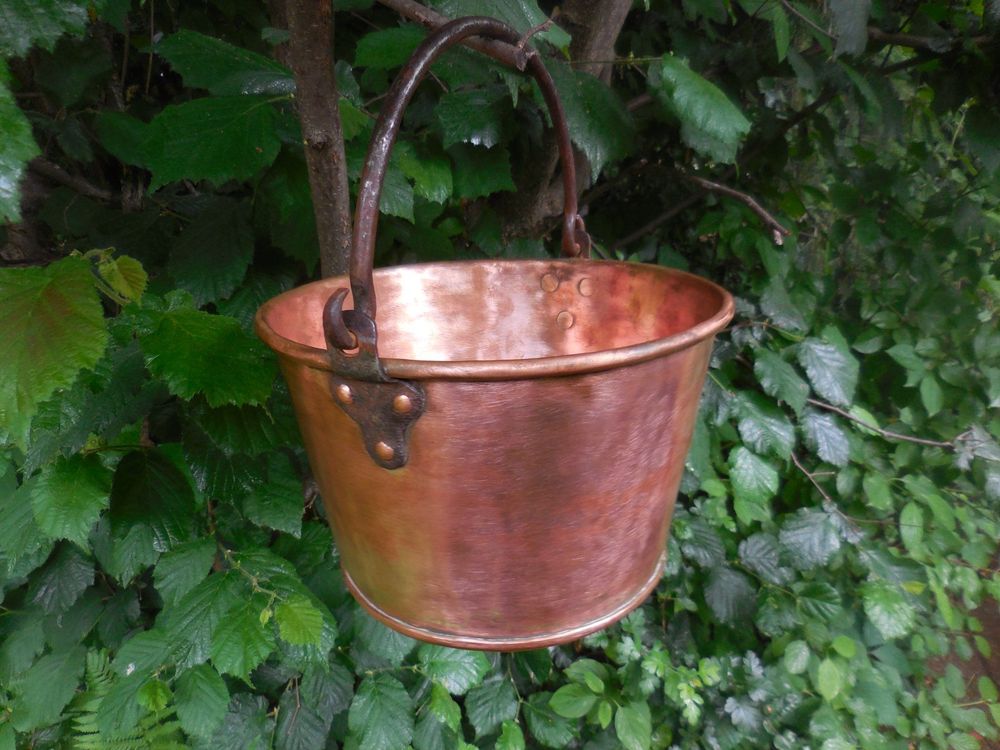 Petit seau en zinc | h 20,3 cm | Seau de puits | Déco | Jardin