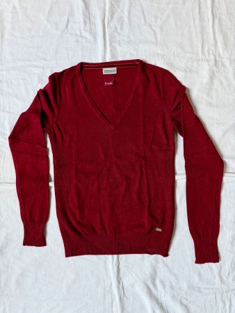 Street One, Feinstrick-Pullover, rot, V-Ausschnitt, Gr. 36