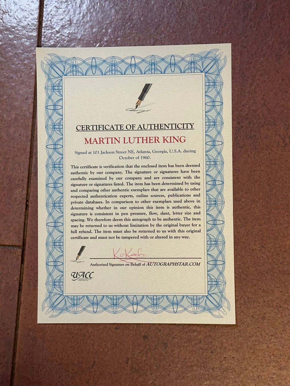 Autogramme: Originalautogramm von Martin Luther King 1960 mit COA – Gebraucht aus rafz von Ttt0071 1