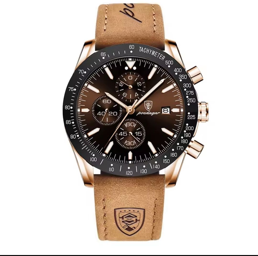 Uhren: Herrenuhr Poedagar Chronograph Lederarmband – Neu und originalverpackt aus Münchenbuchsee von Salezm
