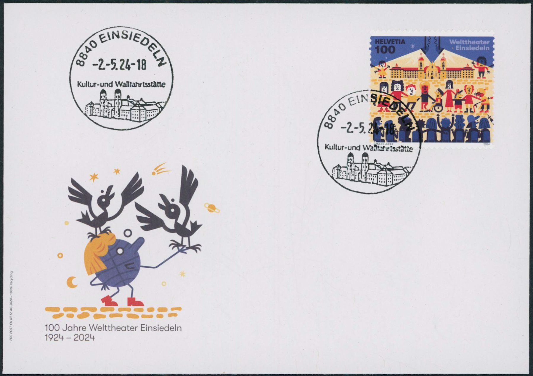 Tutti i francobolli: 2024 - Welttheater Einsiedeln - Ersttagsbrief FDC ET – Usato da Schindellegi venduto da leecollect