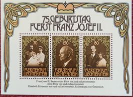 Briefmarke Lichtenstein 75. Geburtstag Fuerst Franz Josef