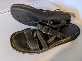 KICKERS : Solides sandales cuir anthracite Lagenlook 39