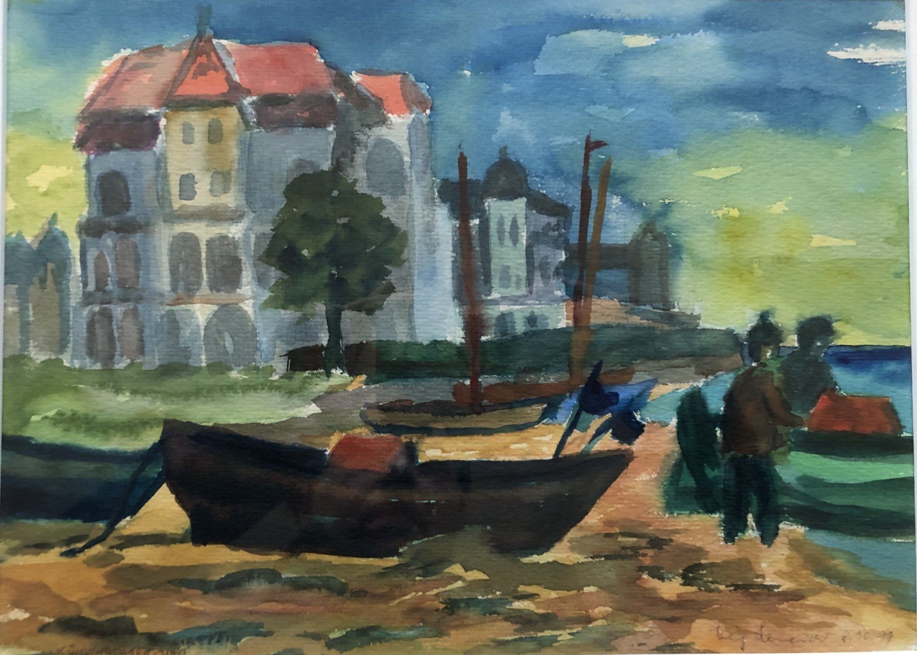 Dipinti: Gemälde - Aquarell - "Ostseefischer - Kühlungsborn-West" – Usato da Schaffhausen venduto da durruti 1