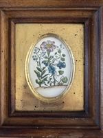 Vintage Floral Miniature Artwork in Wooden Frame