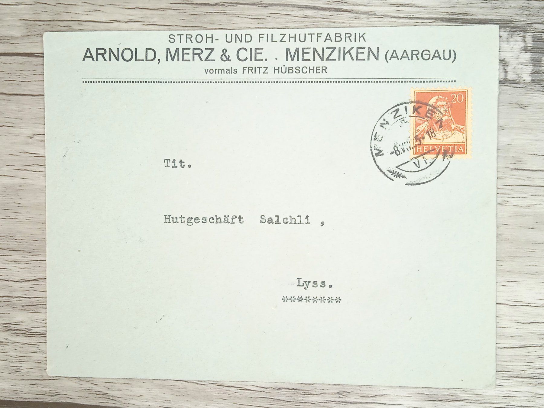 Alle Briefmarken: TR20 Enveloppe + Timbre Suisse 1925 – Gebraucht aus Cousset von Patrick_Collections