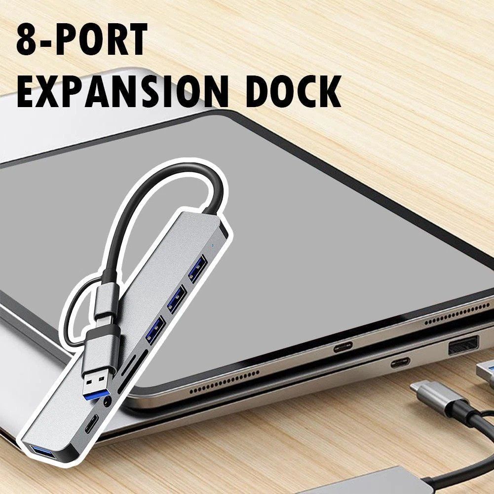 USB C Hub 8 in 1 Adapter USB 3.0 2.0 PD Verteiler Splitter (Neu (gemäss ...