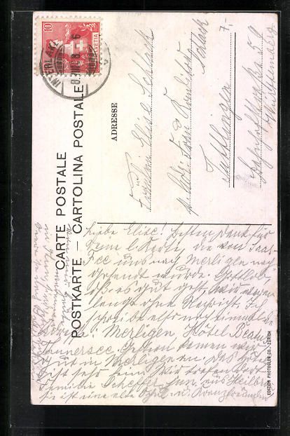 Cartoline postali: AK Thun, Kirche mit Stockhorn, 1908 – Usato da Berlin venduto da bartko-reher 1