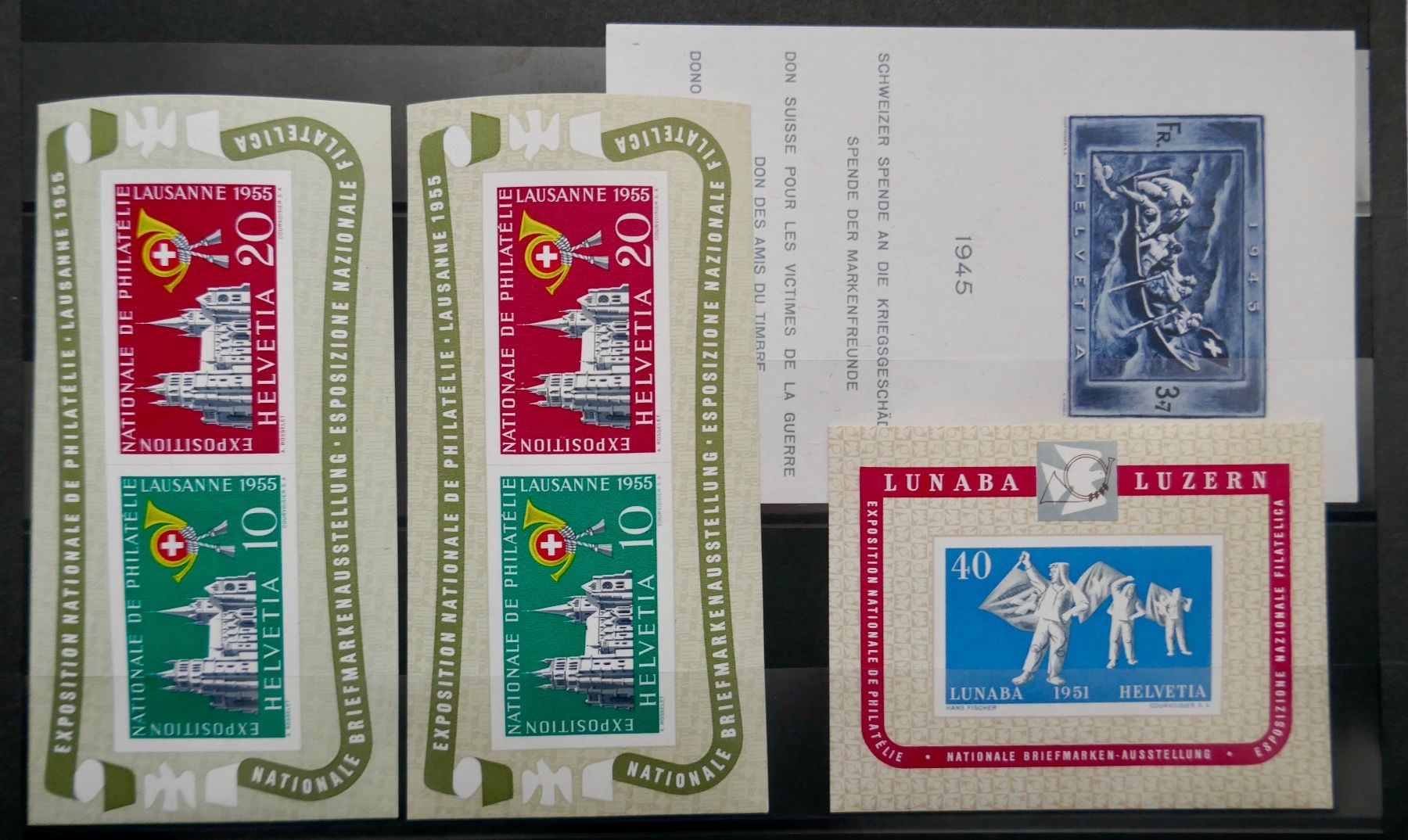 Tutti i francobolli: Kleinlot Blocks** 1945/51/55 – Nuovo (secondo la descrizione) da Möhlin venduto da PHILABARTIS