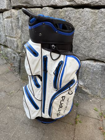 at-hena Golf Cartbag Dry Ultra Lite Weiss-Blau, wie NEU