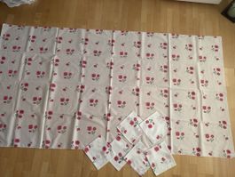Vintage Tischdecke mit Rosenmuster & 6 Servietten, Top!