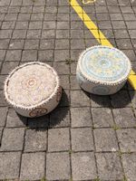 2 Poufs bestickt mit Mandala Muster beige gebraucht