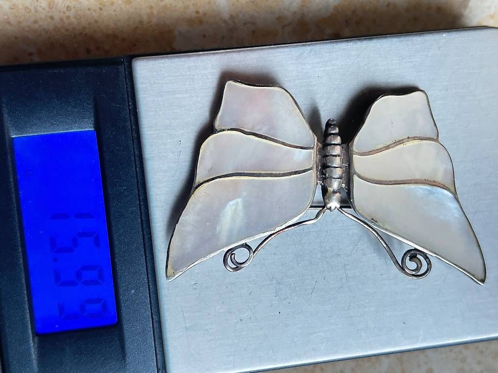 Spille & Fermagli: Brosche PErlmut Schmetterling (gross) – Usato da Basel venduto da bellespirit 4