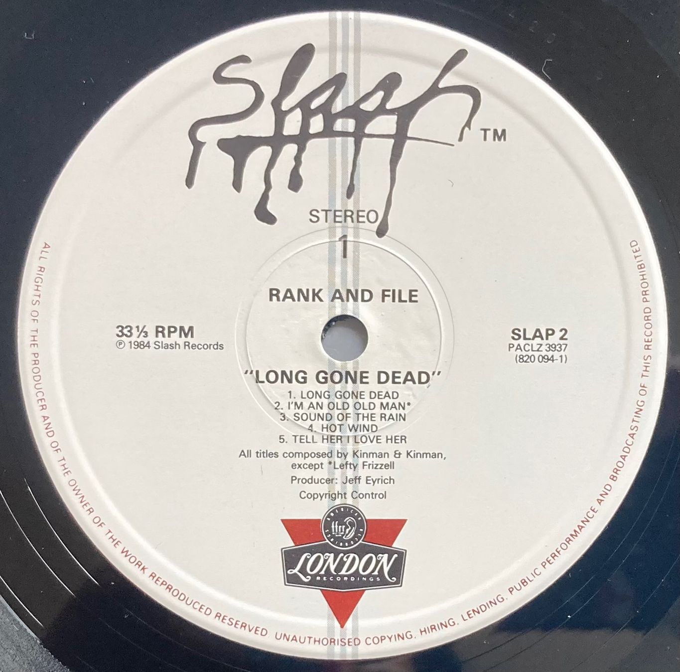 Dischi in vinile: RANK AND FILE - LONG GONE DEAD – Usato da Poliez-Pittet venduto da Newtown-Records 2