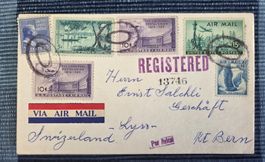 USA Brief nach Lyss, Bern, 1955, Luftpost Rarität! Registred