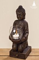 Buddha-Windlicht 29 cm