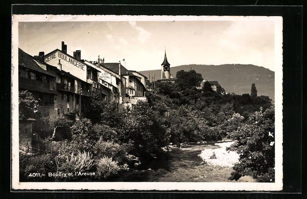 Cartoline postali: AK Boudry, Café National, L'Areuse – Usato da Berlin venduto da bartko-reher