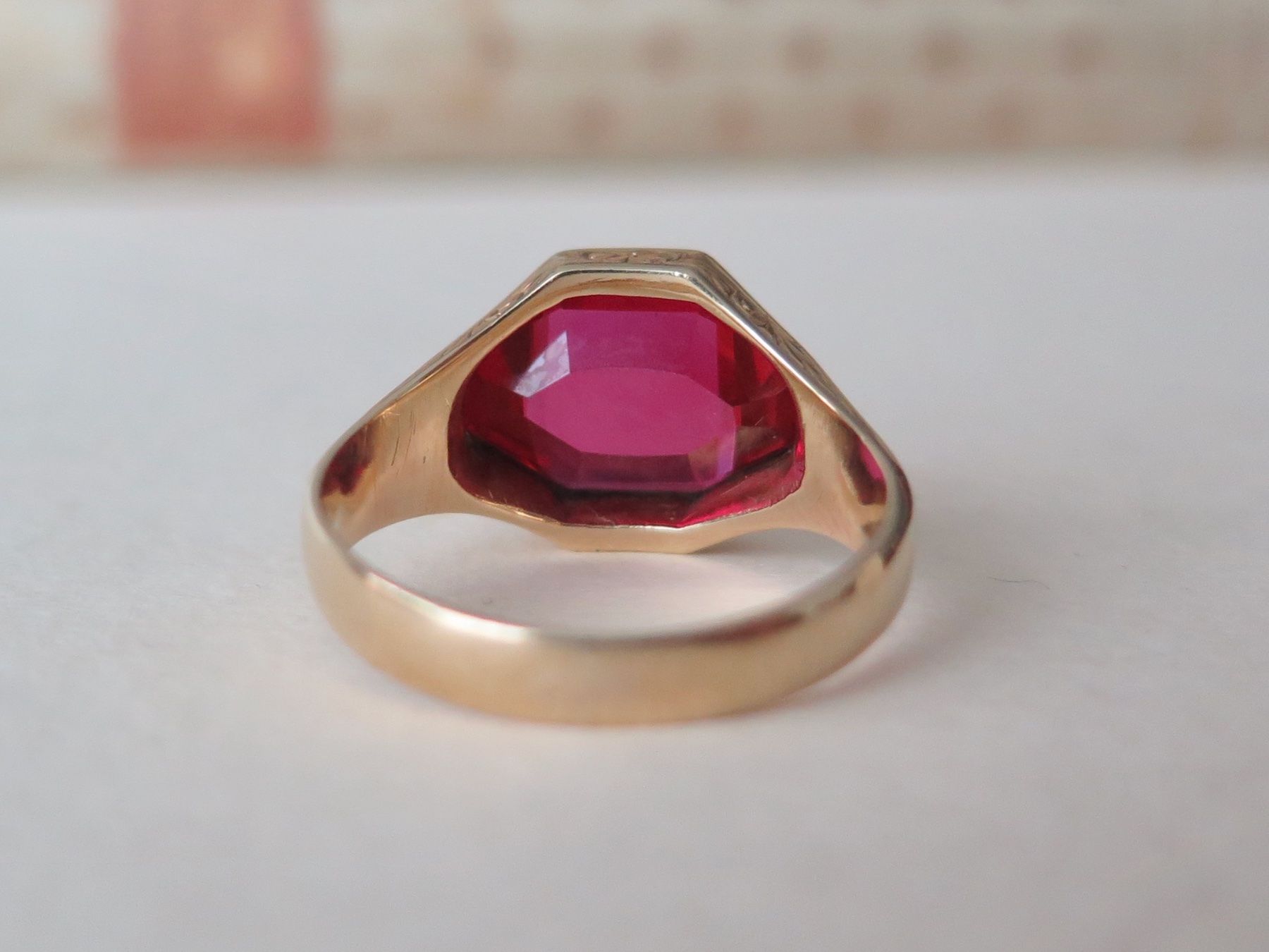 Anelli: Art Deco Ring mit Rubin, 14k Gold – Usato da Meilen venduto da RosieZurich 5