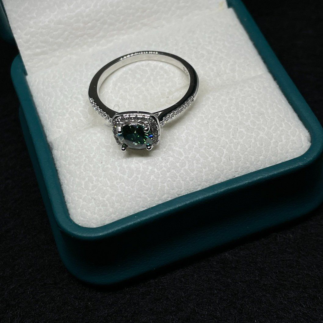Moissanite-Diamant Ring, Silber Blue Green 1ct - Gr. 57 (Neu (gemäss ...