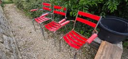 Rote Gartenstühle (3 Stk.) ev. Schaffner mit Armlehne
