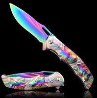 Klappmesser/Taschenmesser mit Wölfen regenbogenfarben/grau