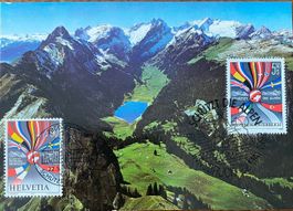 Maximumkarte Schweiz Blick vom Hohen Kasten. Ausgabe 22.5.92
