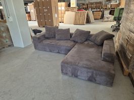 Ecksofa Stoff grau mit Kissen guter Zustand