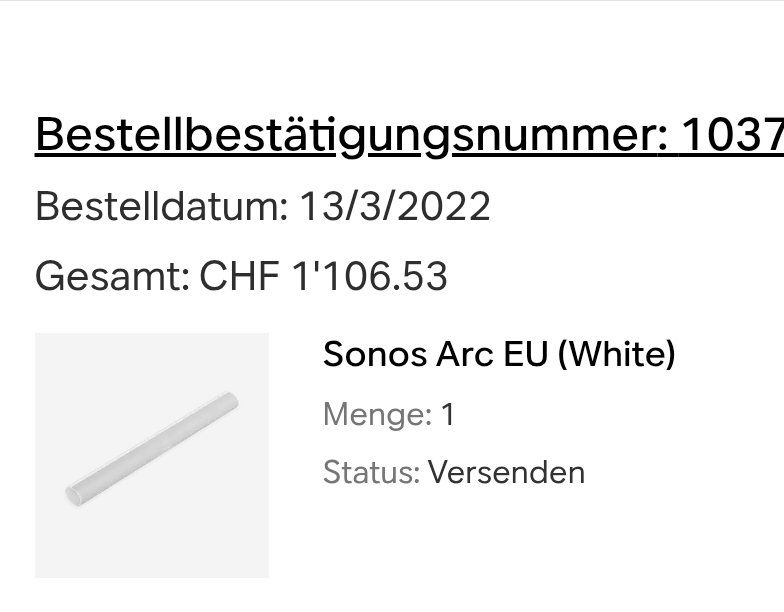 Sonos Casse acustiche: Soundbar Sonos Arc White, very good condition – Usato da Zug venduto da telenyeko 1