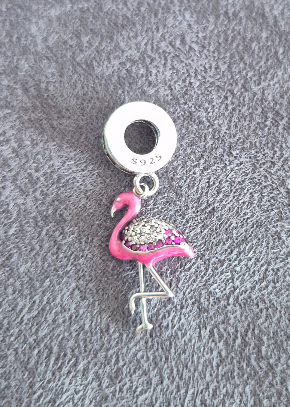 Anhänger: Silber Charm Flamingo rosa +Garantie – Neu (gemäss Beschreibung) aus Rotkreuz von Carbone_Bijou-Shop