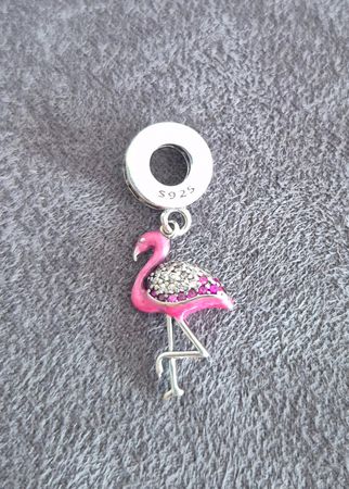 Silber Charm Flamingo rosa +Garantie