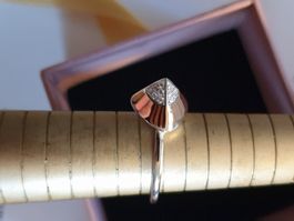 Weiss/Rotgold Ring Diamanten 0,13 Karat Zertifikat Christ