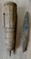 Antiker Wetzstein Köcher und Wetzstein Schleifstein Bauern
