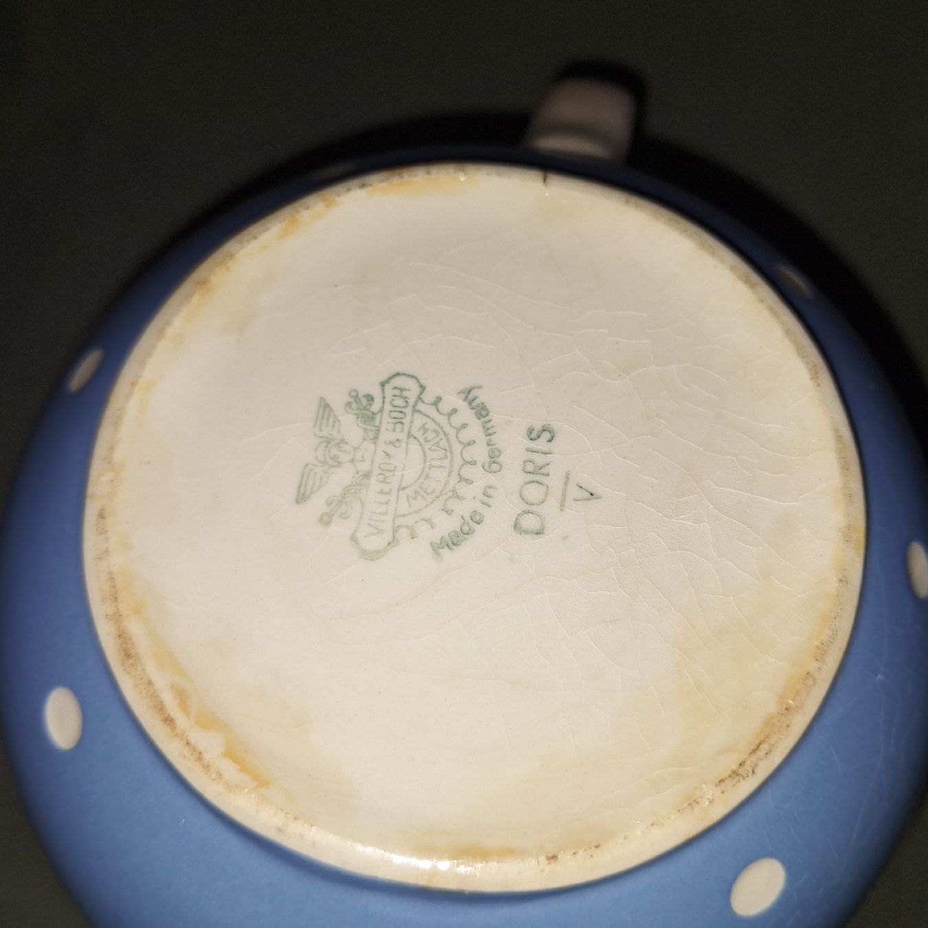 Villeroy & Boch Caraffe: Milchkrug "Doris" blau gepunktet – Usato da spreitenbach venduto da lumbalplatte 2