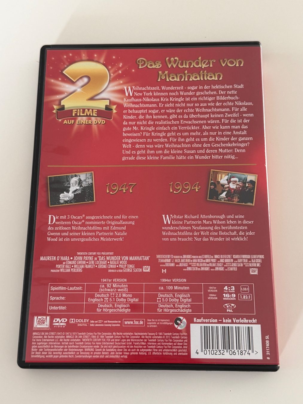 Alle DVDs: Das Wunder von Manhattan (1947 & 1994) – Gebraucht aus Altstätten SG von sheamus 1