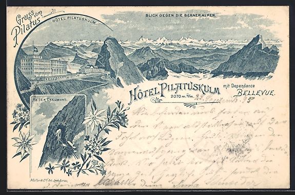 Ansichtskarten: Vorläufer-Lithographie Pilatus, 1895, H – Gebraucht aus Berlin von bartko-reher