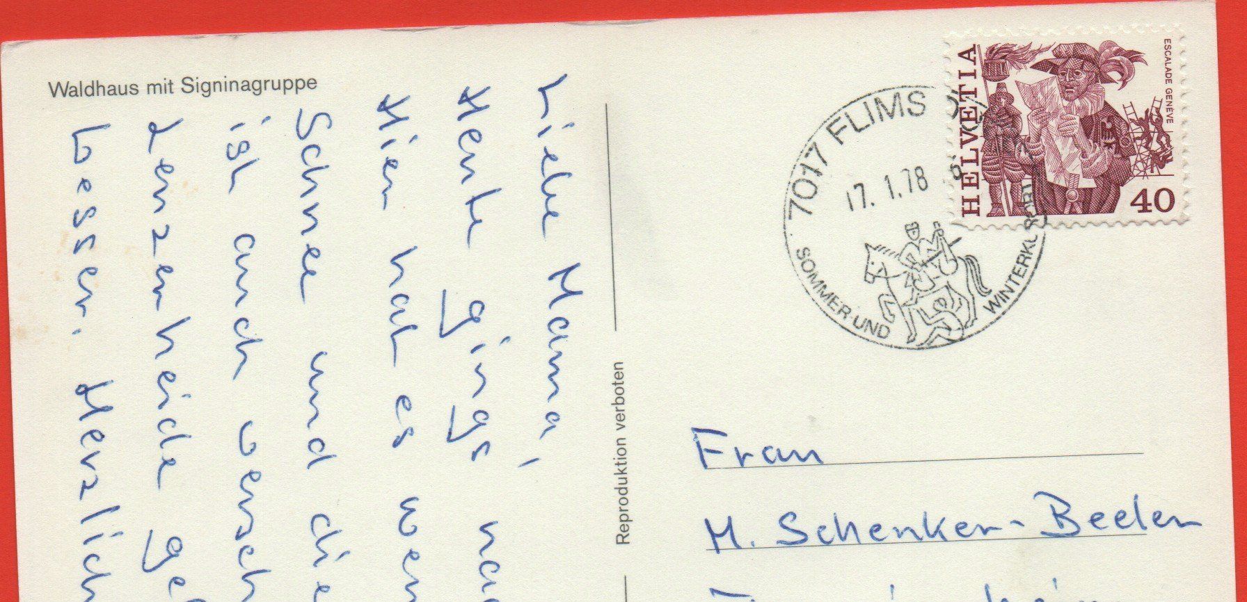 Cartes postales: FLIMS mit Signinagruppe – D'occasion à Jona par philajona 1
