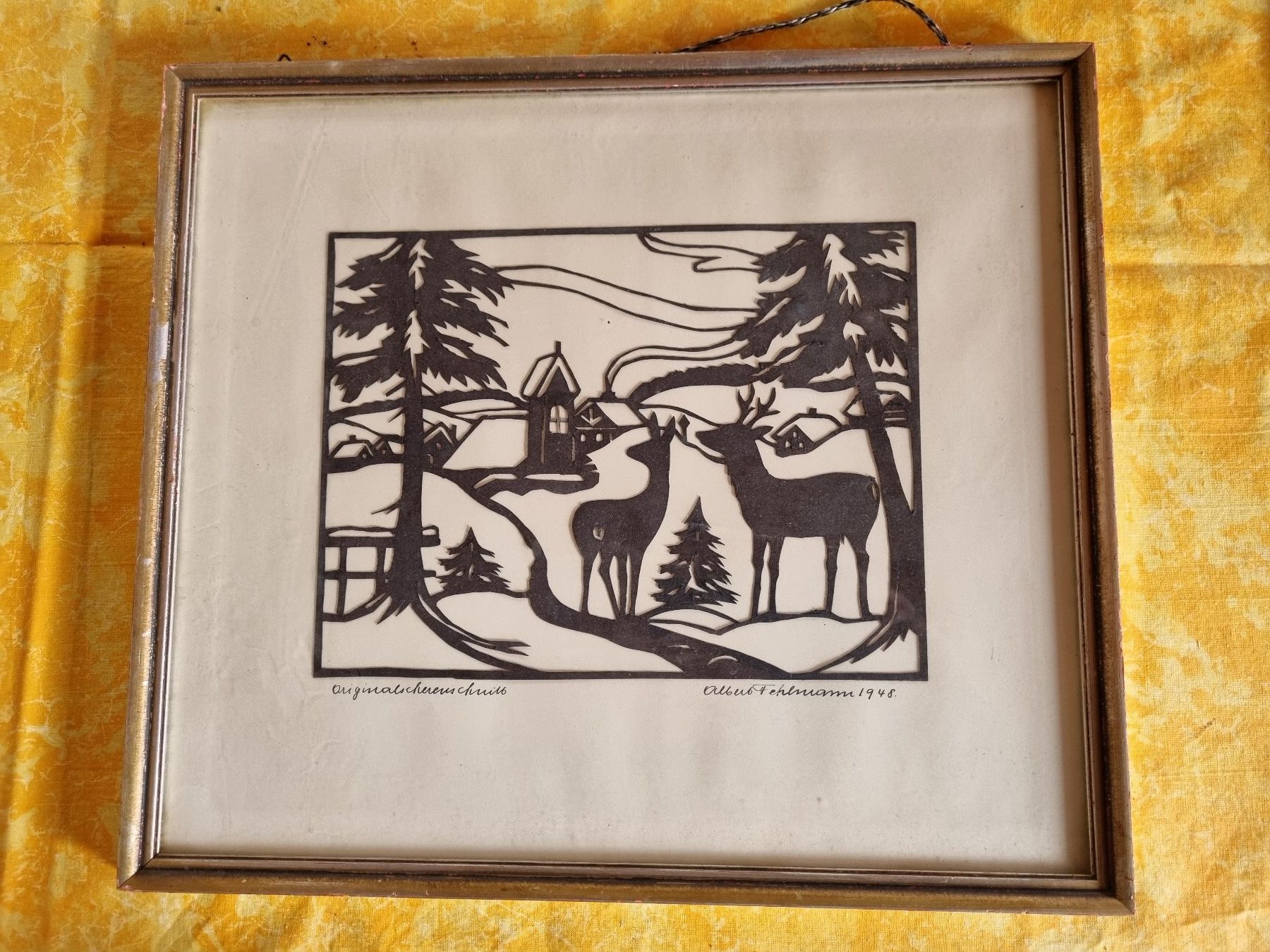 Grafica & Litografie: Original Scherenschnitt von Albert Fehlmann, signiert! – Usato da Trachslau venduto da bastet06