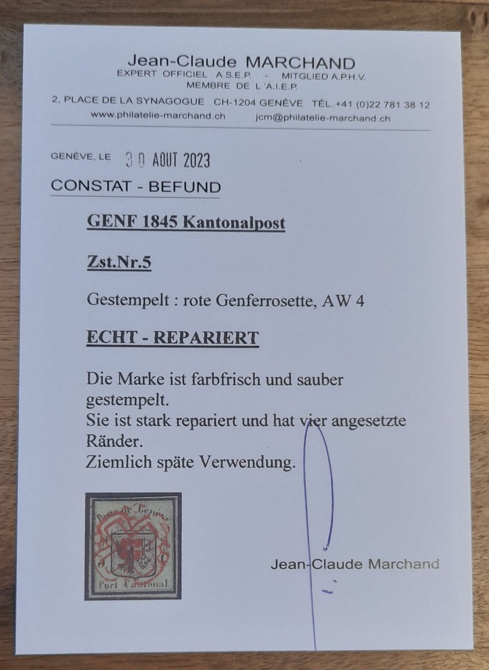Tutti i francobolli: Kleiner Adler Nr. 5 Kat. 2500.- mit Attest – Usato da Balgach venduto da SIMEON27 1
