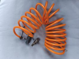 Druckluftschlauch orange Spiralschlauch gebrauchter Zustand