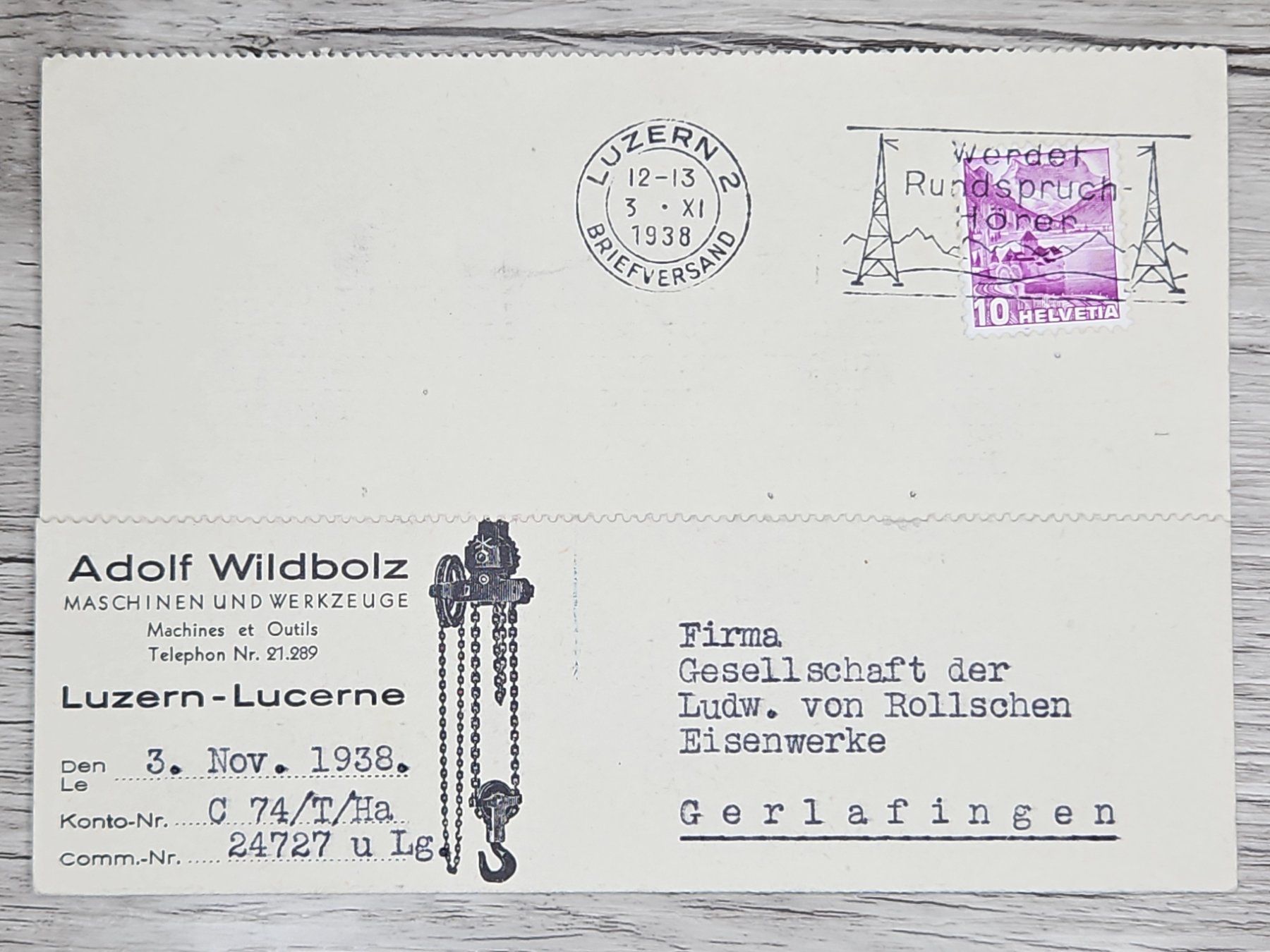 Tutti i francobolli: CL04 Carte Postale + Timbre Suisse 1938 – Usato da Cousset venduto da Patrick_Collections